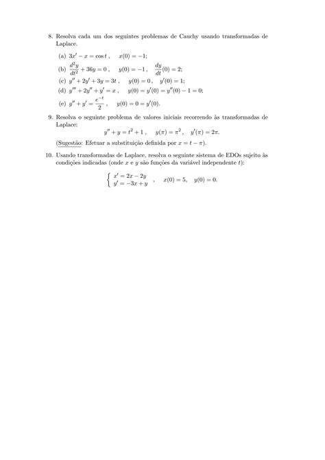 Solution Folha Transformadas De Laplace E Aplica Es S Edos Studypool