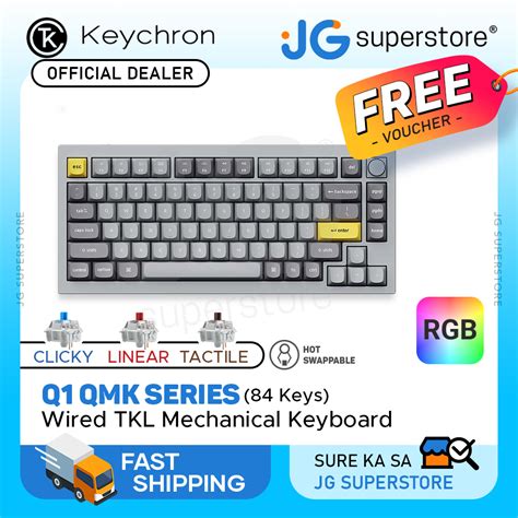 Keychron Q1 QMK 84 Keys RGB Compact Wired TKL Mechanical Keyboard Hot