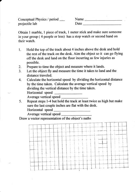 Projectile Motion Physics Worksheet