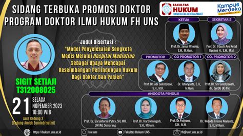 Sidang Terbuka Promosi Doktor Program Doktor Ilmu Hukum Fh Uns