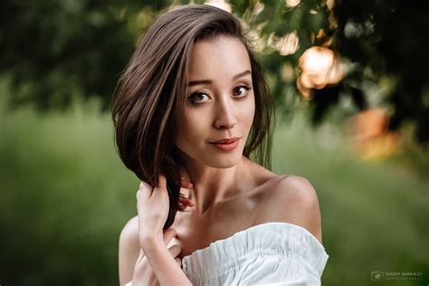 Evgeny Markalev Holding Hair Depth Of Field Looking At Viewer Bare