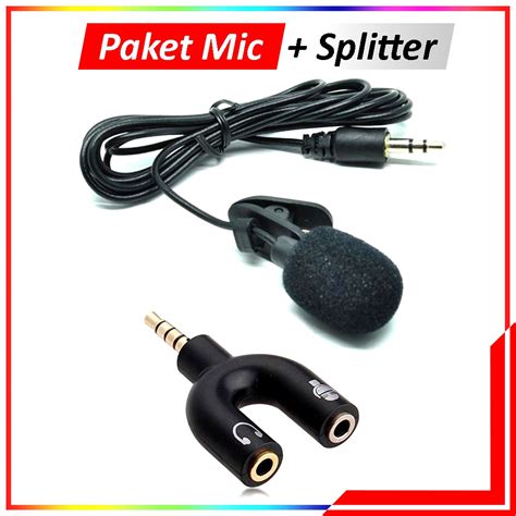 Jual Paket Clip On Mic Microphone Mm Audio Splitter U Shape Paket