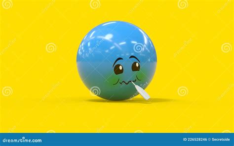 Sick Character Of Blue Color On Yellow Background Stock Illustration