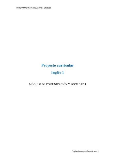 Pdf Proyecto Curricular Ingl S Proyecto Curricular Ingl S