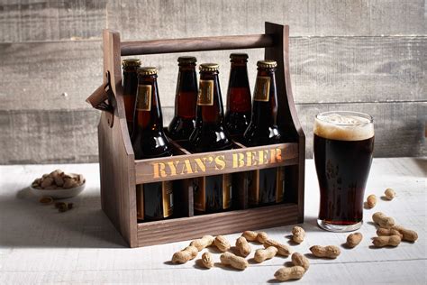 Personalized Beer Caddy Wooden Beer Carrier Six Pack Beer Holder