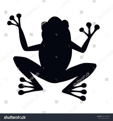 Black Silhouette Cute Smiling Frog Sitting Stock Vector (Royalty Free ...