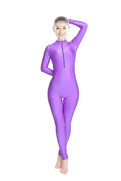 Adult Lycra Spandex Unitard Bodysuit Full Body Long Sleeve Women