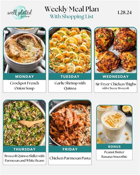 Weekly Meal Plan Wellplated World Worth Living