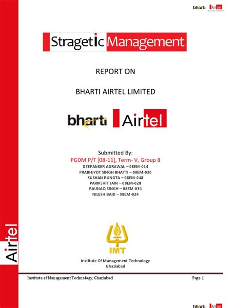 Report On Bharti Airtels Marketing Strategies Pdf Internet Access