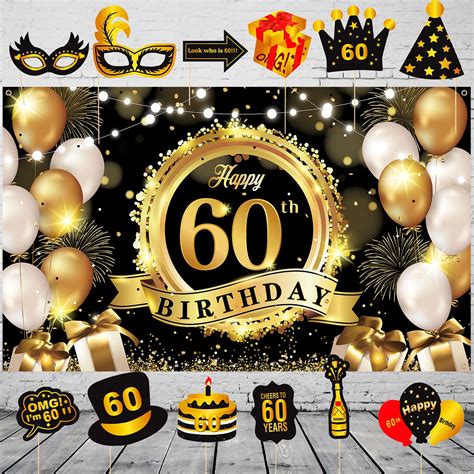 Buy Kainsy 60th Birthday Decorations For Men Women Black Gold 60th