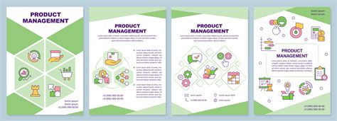 Product Management Green Brochure Template Lifecycle Control Leaflet Design With Linear Icons