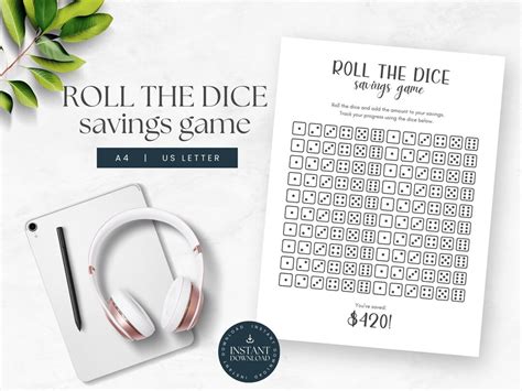 Roll The Dice Savings Challenge Printable Money Saving Game Personal