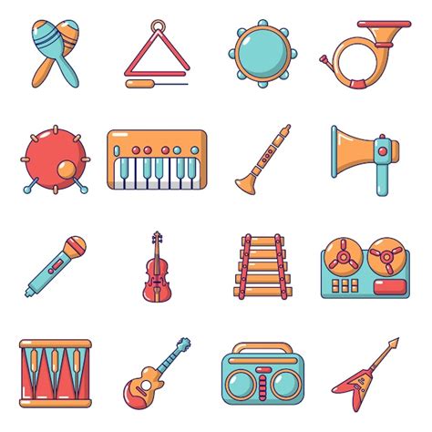 Conjunto De Iconos De Instrumentos Musicales Vector Premium