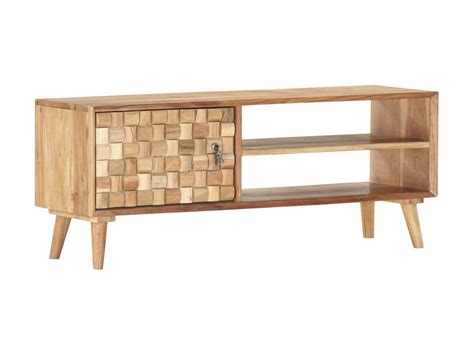 Meuble TV 100x35x40 Cm Bois D Acacia Massif