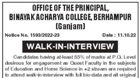 Odisha Guest Faculty Recruitment Nua Odisha Apply Now Various