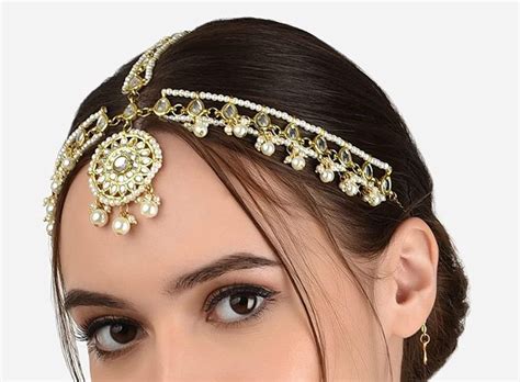 Kundan Bridal Mathapatti Christmas Gift For Her Maang Tikka Indian