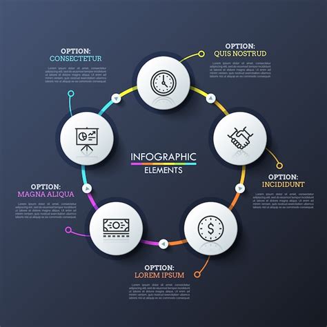 Diagrama De Flujo Redondo Con Elementos Circulares Blancos Conectados