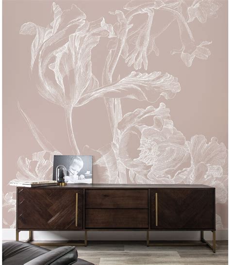Engraved Flowers Behang Met Getekende Bloemen Nude WP KEK Amsterdam