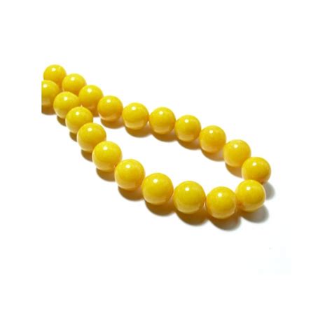 1 Fil D Environ 50 Perles Rondes Jade Mashan Jaune 8mm HX1107 Perles