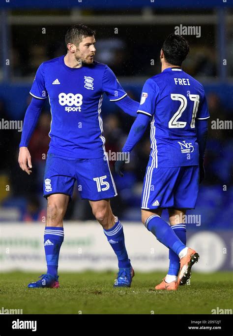 Birmingham City S Lukas Jutkiewicz Left And Kerim Frei Stock Photo