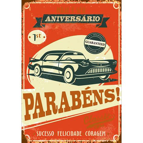 Cartão Felicitação Parabéns Vintage Litoarte