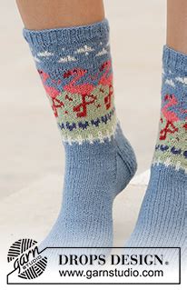 Flamingo Parade Socks Drops Free Knitting Patterns By Drops