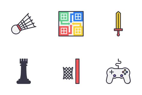 Free Indoor Games Icon Pack 76 Colored Outline Sports And Games Icons