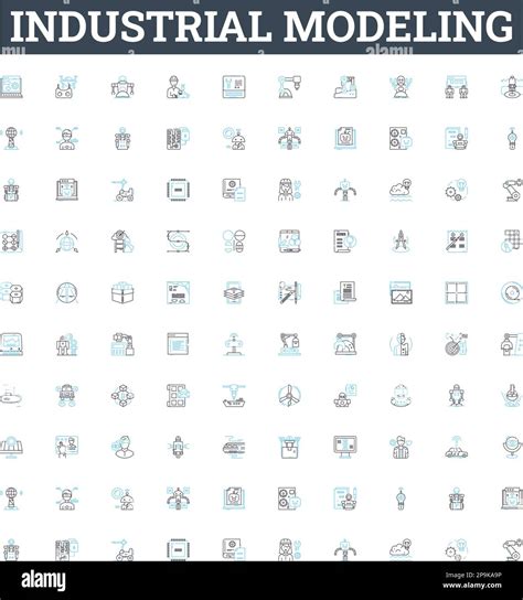 Industrial Modeling Vector Line Icons Set Industrial Modeling