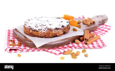 Delicious Cake Panforte Isolated On White Stock Photo Alamy