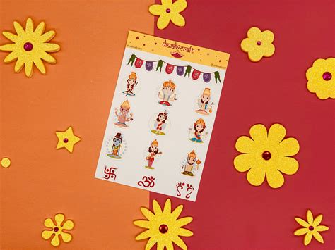 Hindu Gods Goddesses And Symbols 13 Stickers On 1 Sticker Etsy