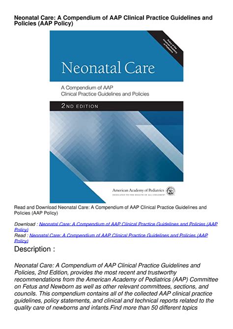 Pdf Book Neonatal Care A Compendium Of Aap Clinical Practice