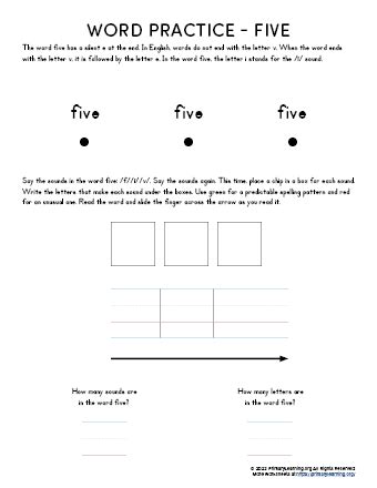 Sight Word FIVE Worksheet | PrimaryLearning.Org