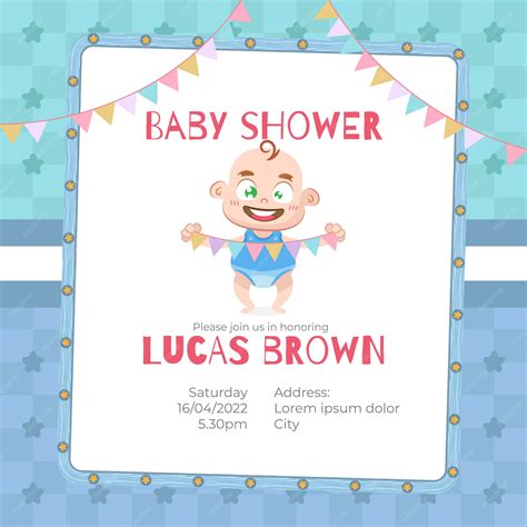 Открытка на рождение ребенка для мальчика в мультяшном стиле | Премиум ...