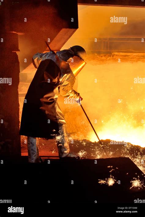 Steel Worker And Hot Steel Stock Photo 66409468 Alamy