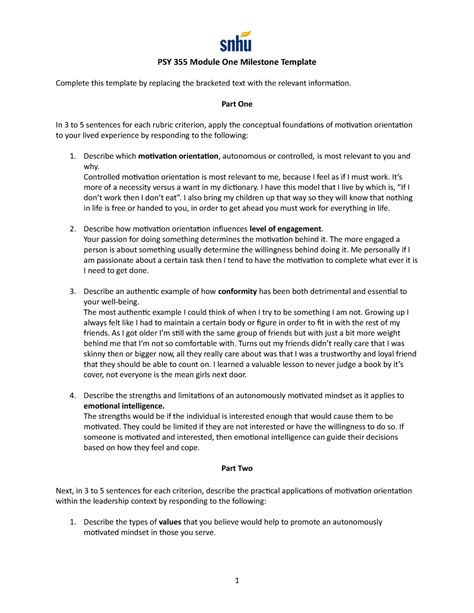 Psy Module One Milestone Part One In To Sentences For Each