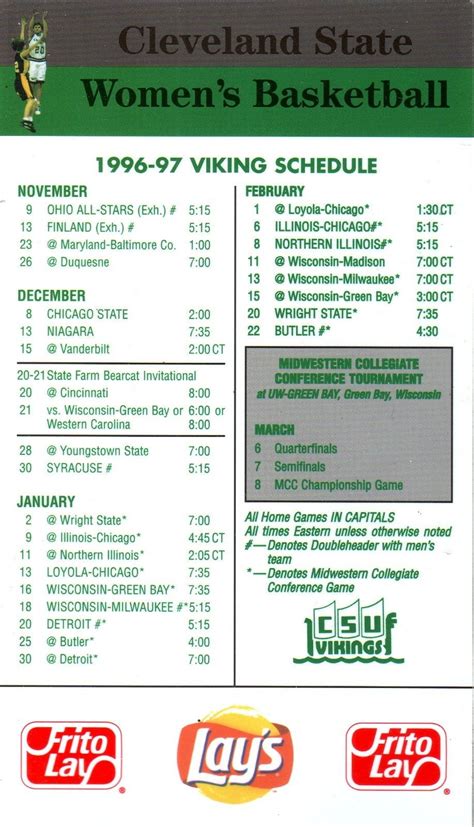 1996-97 Cleveland State Vikings Basketball Magnet Schedule ...