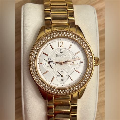 Bulova Accessories Bulova Ladies Watch Rose Gold Tone White Silvery Dial Day Date Quartz