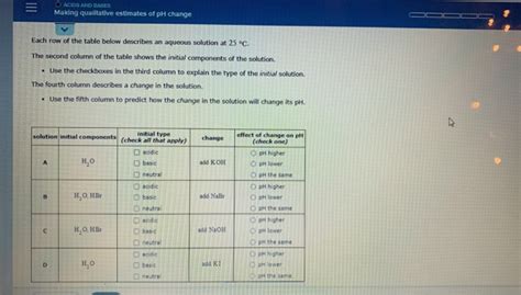 Solved Acos And Bases Making Qualitative Estimates Of Ph Chegg