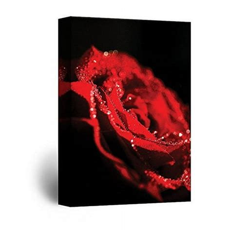 Wall26 Canvas Wall Art Red Rose Petal With Dewdrops Giclee Print