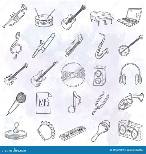 Set of Musical Instruments Icons. Stock Vector - Illustration of ...