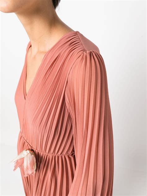 Zimmermann Sunray Pleated Midi Dress In Terracotta Modesens