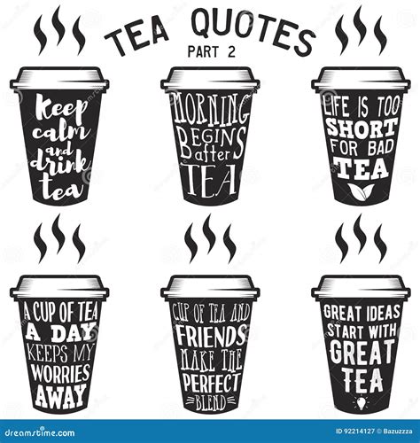 Vector Tea Quotes And Sayings Typography Set Stock Vector