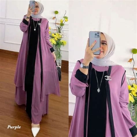 LF18 Baju Original Kiara Set Dress Rompi BUSUI Bhn Ceruty Babydoll