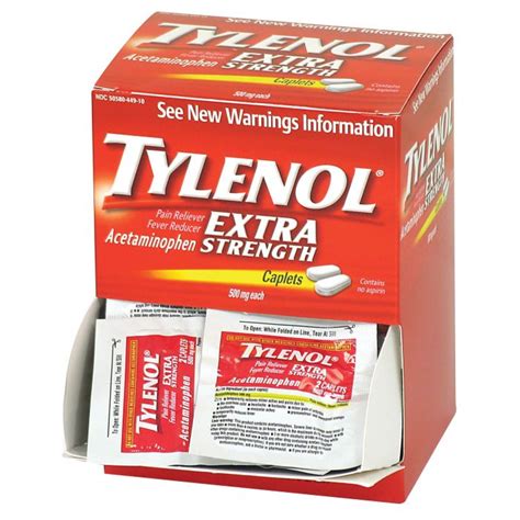 Tylenol Extra Strength Acetaminophen 50 Individually Wrapped Packets Of