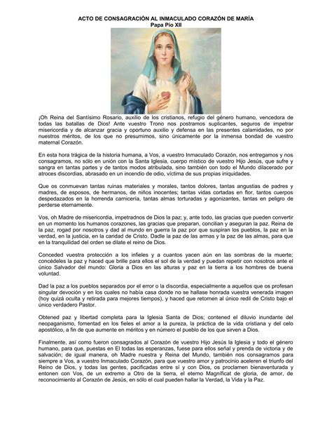 Consagracion Al Inmaculado Corazon De Maria Pdf