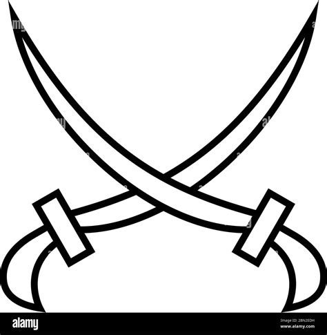 Two Sword Beautiful Line Black Icon Stock Vector Image Art Alamy