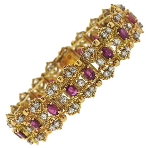 Antique Silver Over Gold Diamond And Ruby Bracelet For Sale At 1stdibs