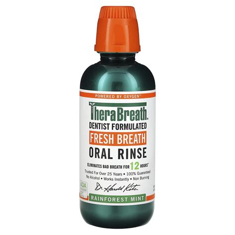 TheraBreath Fresh Breath Oral Rinse Rainforest Mint 16 Fl Oz 473 Ml