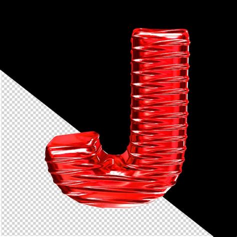 Símbolo 3d vermelho letra horizontal nervurada j PSD Premium