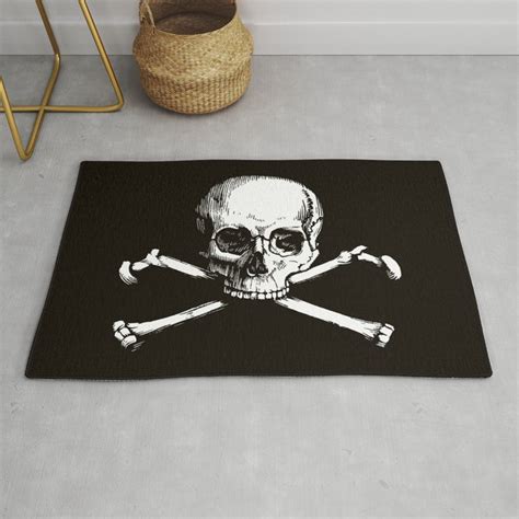 Skull And Crossbones Jolly Roger Pirate Flag Black And White Rug By Eclectic At Heart